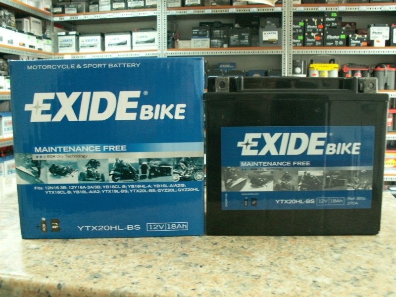 EXIDE BIKE AGM YTX20HL-BS 12V 18AH 270A