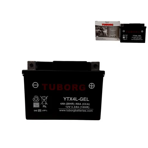 AKUMULATOR MOTOCYKLOWY TUBORG YTX4L-BS-GEL 12V 3.2Ah 60A