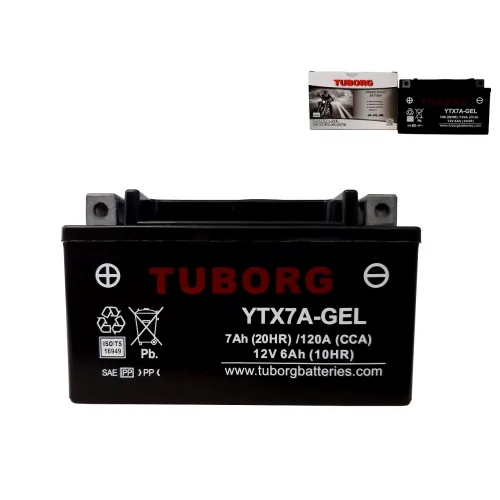 AKUMULATOR MOTOCYKLOWY TUBORG YTX7A-GEL 12V 6Ah 120A