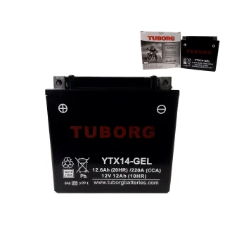 AKUMULATOR MOTOCYKLOWY TUBORG YTX14-GEL 12V 12Ah 220A