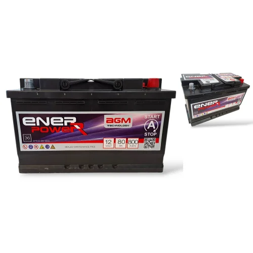 ENERPOWER AGM START STOP 12V 80Ah 800A