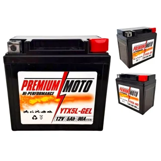 PREMIUM MOTO YTX5L-GEL 12V 5Ah 90A